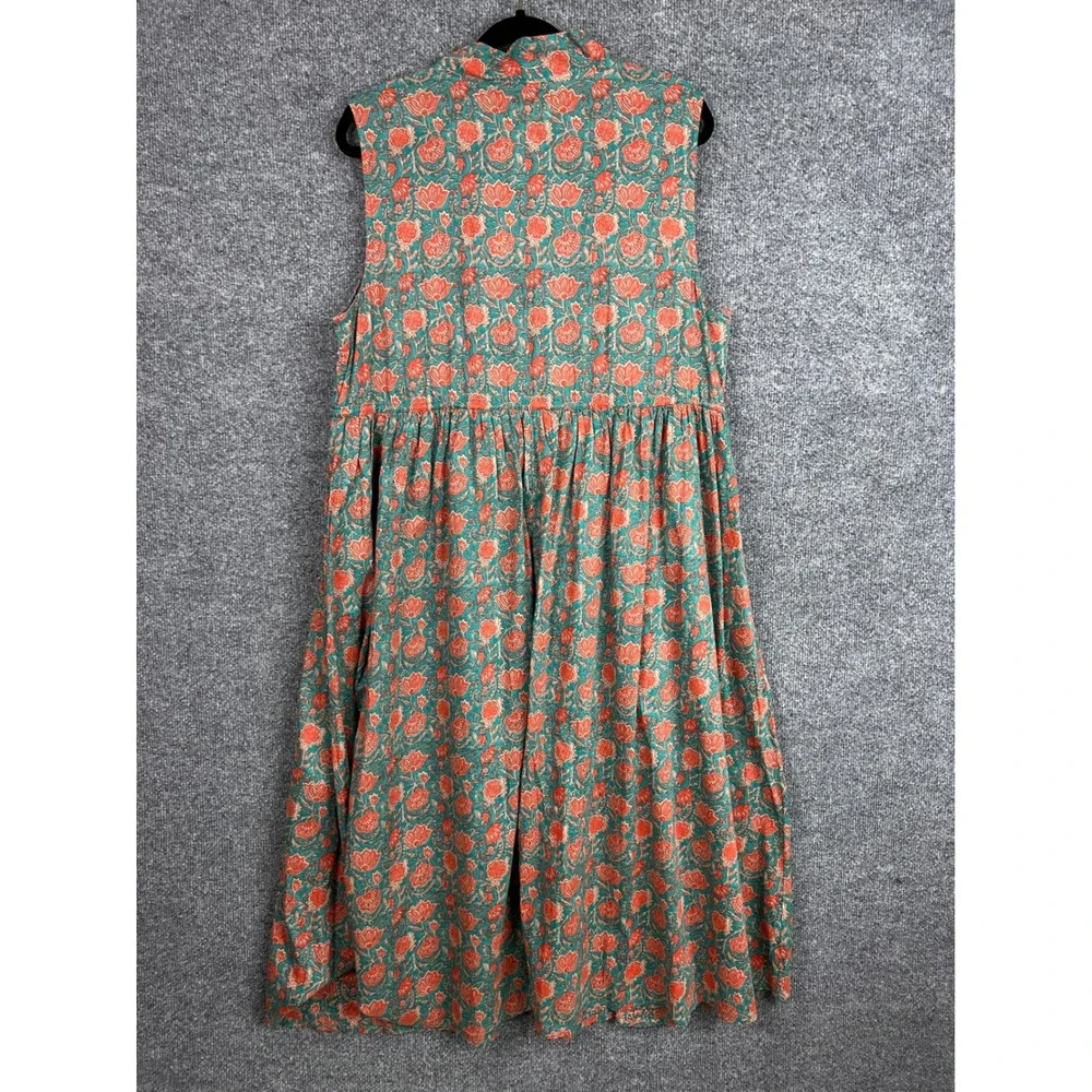 NEW Natural Life XL Women Teal Orange Floral Button Down Madi Dress - Picture 3 of 9
